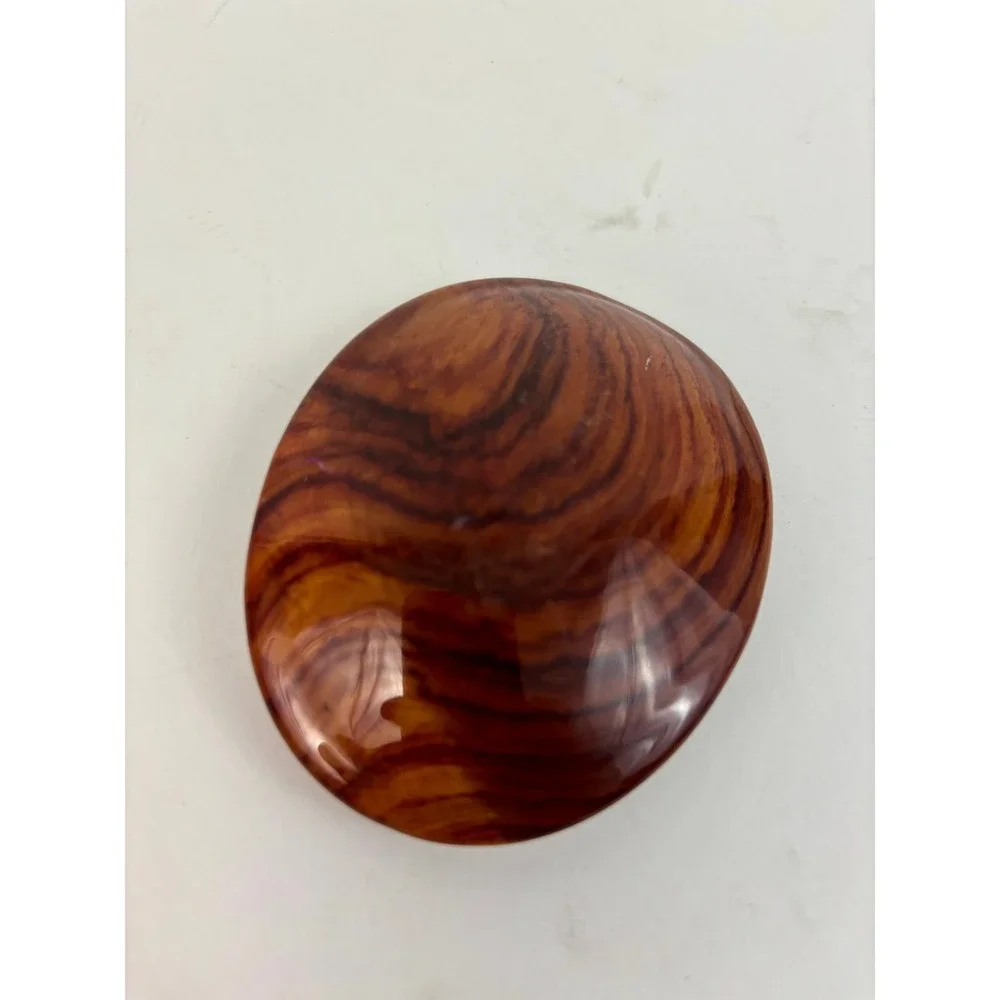 Vintage Oval Polished Wood Belt Buckle Natural Grain Boho Western
